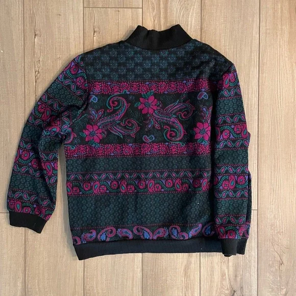 Vintage Magenta and Black Cricket Lane Mock Neck Sweater - Picture 3 of 3
